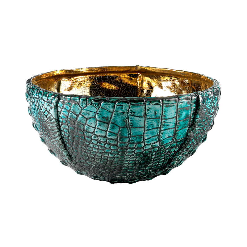 Kravet Rosa Metal Decorative Bowl in Turquoise/Gold Perigold